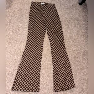 Urban Outfitters Tan and Brown Checkered Pants
